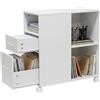 Relaxdays cassettiera Mobile Ufficio con 2 cassetti e 3 Scomparti, MDF, HxLxP: 65x30x60 cm, Bianco