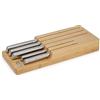 Joseph Joseph Elevate Set di 5 Coltelli da Cucina Professionale, Chef, Santoku, Acciaio Inox Giapponese, con Blocco Portacoltelli da Cassetto, Legno Bambù