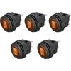 ETOPARS 5 Pezzi 12V 20A Interruttore A Bilanciere Rotondo per Auto Indicatore Luminoso a LED Giallo Interruttore a levetta Impermeabile Rotondi Pulsante 3 Pin ON off