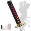 JINGLING Pomello del cambio Samurai Sword Katana Stick manuale AT MT Car Universal Custom Shifter Lever Head con 4 tipi di adattatori (nero e rosso, 20 cm)