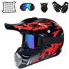 VOMI Casco da Motocross Set con Guanti/ Occhiali/ Face Mask/ Rete Elastica Moto, Nero e Rosso, Unisex Adulto Casco Moto Cross Kit Downhill Caschi Moto Offroad Enduro Sport con Fodera Rimovibile,XL