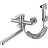 HomeLava Rubinetto Cucina a Muro con Doccetta, Miscelatore Cucina a Parete in Acciaio Inox 304 Spazzolato, Tubo Rotante 30cm