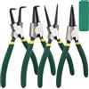 talifoca Set di 4 Pinze per Anelli di Sicurezza, 180mm Pinza per Anelli Elastici con Borsa Portatile, Pinze ad Anello Elastiche con Impugnatura Antiscivolo, Punte Dritte e Curve per Bloccaggio Interno ed Ester