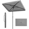 FANTASK Ombrellone da balcone, 210 x 130 cm, rettangolare, con borsa per il trasporto, pieghevole su entrambi i lati di 30°, ombrellone per balcone, giardino, terrazza (antracite)