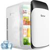 COSTWAY Mini frigorifero 2 in 1, 15 l, con funzione di raffreddamento e riscaldamento, -3 ℃/50 ℃, DC/AC per auto, uffici, campeggio e dormitorio, 26 dB (bianco)