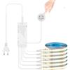 LUCKGULU Set 6 in 1 strisce LED COB 12V, 6 pezzi da 1m luce bianca calda regolabile, comando touch e sensore gestuale nascosto, illuminazione per armadio, cucina, vetrina, scaffale e cantina vino