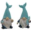 Logbuch-Verlag Set di 2 gnomi marittimi con coda di pesce, cappello, 5,5 x 4,5 x 10,5 cm, in poliresina, blu e bianco, decorazione marittima, decorazione da tavolo, bagno, casa in spiaggia, regalo