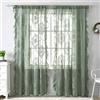 Generic Tende in pizzo trasparente, motivo floreale, tende per finestra, per soggiorno, camera da letto, tasca per asta, 2 pannelli, vintage in voile (S, verde)