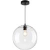 LFsem Lampada a Sospensione in Vetro Moderna Minimalista E27 Globo in Vetro Portalampada Nero Cavo Regolabile 150 cm per Isola Cucina Sala da Pranzo Camera da Letto Caffè Corridoio (30CM)