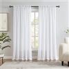 Melodieux Tende semi-velate bianche in velluto semi velato, per camera da letto, soggiorno, con tasca per bastone, tende in voile, 132 x 244 cm (2 pannelli)