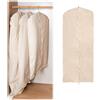 DOUZIO 100% Cotone Custodie per Abiti 2 Pcs Borsa Porta Abiti Da Viaggio, Copriabiti Da Armadio Antipolvere Custodie per Abiti Traspiranti Con Cerniera per Cappotto, Pelliccia, Giacca Di Pelle(Size:150×60cm)