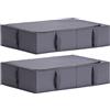 TYEERS Contenitori Sottoletto con Coperchio, Tessuto Durevole, Lavabile, Pieghevole, Scatole Portaoggetti per Vestiti, Coperte, Lenzuola, Scarpe, 70x42x18 cm, Confezione da 2, Grigio Scuro