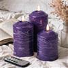 WoPail Candele LED Senza Fiamma set 3,Real Wax Pilastro, Candela a Batteria Senza Fiamma con Timer e Telecomando Candele LED per festa, decorazione abitativa, campeggio, matrimoni (Viola)