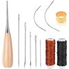 Ouligay Kit di aghi e fili per pelle, kit da cucito per tappezzeria, ago e filo resistenti, aghi per cucire a mano per tappezzeria, tappeti, pellicce, tela, riparazione fai da te
