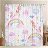 Loussiesd Cortina per Finestra con Design di Unicorno Arcobaleno, per Bambini, Ragazze, Adolescenti, Decorazione Moderna di Cartoni Animati, per Finestra a Cavallo, Rosa, Bella Cortina per Finestra di Unicorno