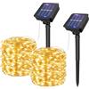 SCNNC 2 Pezzi Luci Solari Esterno 15M 150LED Catena Luminosa Esterno | 8 Modalità, Impermeabile IP65, Luce Calda, Giardino Solari Giardino Albero Natale