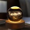 Starnearby Sfera di Cristallo Luminosa - Luce Notturna Sistema Solare con Base in Legno, Ricarica USB, Regalo