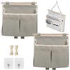 Qanye 2 Pezzi Borsa Portaoggetti da Appendere, Organizer da Parete in Tessuto Lino e Cotone, con 3 Scomparti e Gancio Adesivo, Impermeabile, per Camera, Bagno, Cucina, Dormitorio (Grigio)