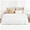 ELYSYSRL Gonna da Letto con Volant Antipolvere 38 cm, Coprigiroletto Elasticizzato per Letti Matrimoniali e Singoli, Copriletto con Volant a Tre Lati in Tessuto(Bianco,99x190+38cm)
