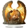 Generic Splendido Decoro a Croce con Ali d'Angelo, Statua Memoriale con Ali d'Angelo a Croce, Decoro da Parete o Scrivania in Acrilico 2D, Ricordo Religioso per Casa, Ufficio, Chiesa (Giallo)