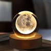 Starnearby Sfera di Cristallo Luminosa - Lampada 3D Sistema Solare con Base in Legno, Luce Notturna Spazio, Ricarica USB, Regalo