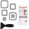 Secopad - 72 adesivi antiscivolo, con scolpiture, per vasche da bagno e docce, con raschietto (Grigio)