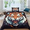 ZHUICHENG Tigre feroce Microfibra Copripiumino Lenzuola Letto Motivo Per Bambini Adulto Set Biancheria,Matrimoniale Con 2 Pezzi Animale selvaggio Copripiumino,Anti-acaro Facile Da Curare Single（135x200cm）