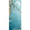 A.Monamour Adesivo Porta Autoadesiva Albero Di Fiori Di Prugna Tradizionale Cinese Sfondo Blu Di Luna Piena Di Uccelli Vinile PVC per Porte 3D Pellicola Poster Sticker Murale Parete Carta da Parati