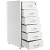 Treeisland Cassettiera con 6 cassetti, armadietto da ufficio con ruote, in metallo, per ufficio, studio, bianco