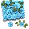 Taoyanmo 25 fiori artificiali, rose decorative, fiori finti, con steli, fai da te, damigella d'onore, per San Valentino, festa della mamma, matrimonio, baby shower, decorazione per la casa (celeste)