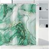 ASDCXZ Tenda da Doccia Verde Marmo 180x200 cm, Modern Abstract Art Verde Menta Oro Marmo Ottica Texture Impermeabile Poliestere Tessuto Lavabile Tenda da Bagno con 12 Ganci