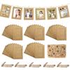 Hexizexi 50 cornici in carta da 4 pollici, 11,4 x 9,4 cm, colore marrone, con 50 mollette di legno e 5 rotoli di corda di canapa, per appendere foto, adatte per compleanni, matrimoni, decorazioni da