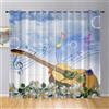 Surwin Tende per Interni Musica Multicolore, Tende a Vetro con Occhielli, 2 Pezzi Camera da Letto, Voile Semi Trasparenti, per Camera da Letto,Cucina,Soggiorno (Blu1,107x160cm)