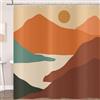 UUZEAI Tenda da doccia moderna 90 x 190 cm (L x A), stile boho, colorata, con paesaggio astratto di montagne e sole, in tessuto lavabile e impermeabile con ganci