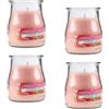 Etrexonline Set 4 Candele Profumate Fragole Con Crema in Vetro 7x6cm, Candele Profumate 24 Ore di Combustione