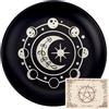 CREATCABIN Ciotola Offerte Stelle e Luna Piatto Rituale Altare Ciotola Piatta in Acciaio Inox Vassoio Rotondo Piatto Preghiere Portacandele Piatto Gioielli Nero Bruciare L'Incenso Decorazione 14cm