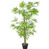Outsunny Bambù Artificiale Altezza 1,5 m 644 Foglie dense realistiche Vaso Incluso Nero con Lichene Verde