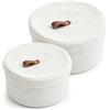 Bcuuozeeing Set di 2 cestini portaoggetti in corda di cotone con coperchio, diametro 23 x 12,5 cm e Ø 28 x 16,5 cm, cestini con coperchio intrecciato, per cameretta dei bambini, cucina, bagno, ufficio