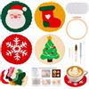JSRQT 4 Pcs Punch Needle Kit Coasters di Natalizi, Kit per Principianti Punto Croce Fatto a Mano Adulti Bambini, Set di Aghi Punzonatura Ricamo con Strumenti, per Decorazioni Natalizi