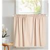 A.Monamour Tenda Corta Oscurante per Finestra Piccola - Rod Pocket Solida Beige - Cucina Bistrot Caffè Mezza Mantovana - Pannello Porta Armadio Lavandino