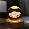 Starnearby Sfera di Cristallo Luminosa - Lampada 3D Sistema Solare con Base in Legno, Ricarica USB - Regalo Luce Notturna Spazio