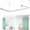 OTOmitra Asta per tenda da doccia a forma di U/L, [75-78]×[150-190]×[75-78]cm | asta doccia a forma di U in acciaio inox SUS304, asta doccia angolare con supporto a soffitto inclusi 20 anelli per tenda da