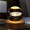 Starnearby Luce Notturna Sfera di Cristallo 3d, Sfera di Cristallo Luminosa Spazio con Base in Legno, Ricarica USB, Regalo