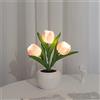 EdirFtra Luce Notturna del Vaso del Tulipano di Simulazione Principale, Lampada da Tavolo alimentata USB, Decorazione della Lampada da Tavolo del Vaso di Simulazione,Rosa
