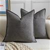 Madizz 2 Pezzi Copri Cuscini in Chenille con Bordo Decorativo Neutri Morbido Copricuscini Fodere per Cuscino Lusso Stile Arredi per Divano e Letto Grigio nero 55x55 cm
