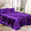 Homiest Set di lenzuola in raso, 4 pezzi, set di biancheria da letto in raso di seta di lusso con tasca profonda, 1 lenzuolo con angoli + 1 lenzuolo di sopra + 2 federe (matrimoniale, viola)