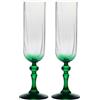 Krosno Flûte da Champagne 220 ml con stelo verde, set da 2 - per mocktail, Mimosa, Prosecco, Cava e Spritz - cristallo senza piombo - lavabili in lavastoviglie - Bubble Celebration Moments