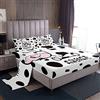 Loussiesd - Set di biancheria da letto con motivo mucca, bianco e nero, lenzuolo con angoli leggero e morbido, 1 lenzuolo piano, misura singolo