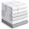 BOSKIMO Strofinacci Cucina Premium Cotone - Set 6 Panni Cucina in Microfibra e Spugna, Canovacci Assorbenti in Cotone, Panni Pulizia Bianco e Grigio