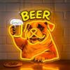 Astuddy Insegna al neon Birra per cani, Insegne al neon a LED per bere birra Bulldog, Luce al neon dimmerabile per cani divertenti per bar pub, neon sign USB per feste in casa Man Cave